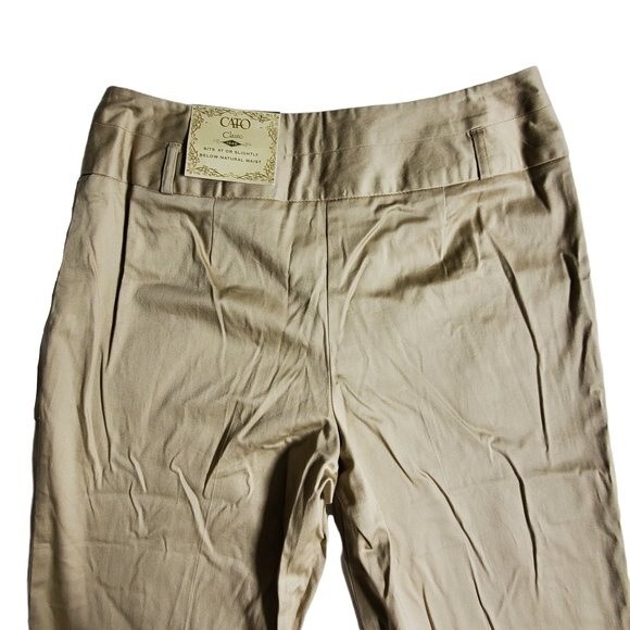 Cato Tan Solid Capri Pants with Belt Loops and Faux Pockets Sz 8 - Picture 4 of 15